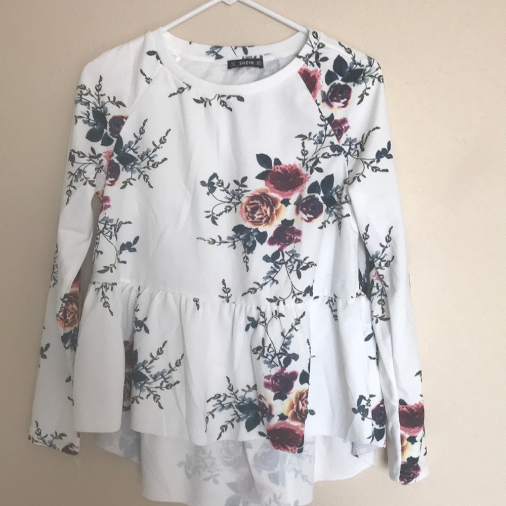 Large floral peplum top